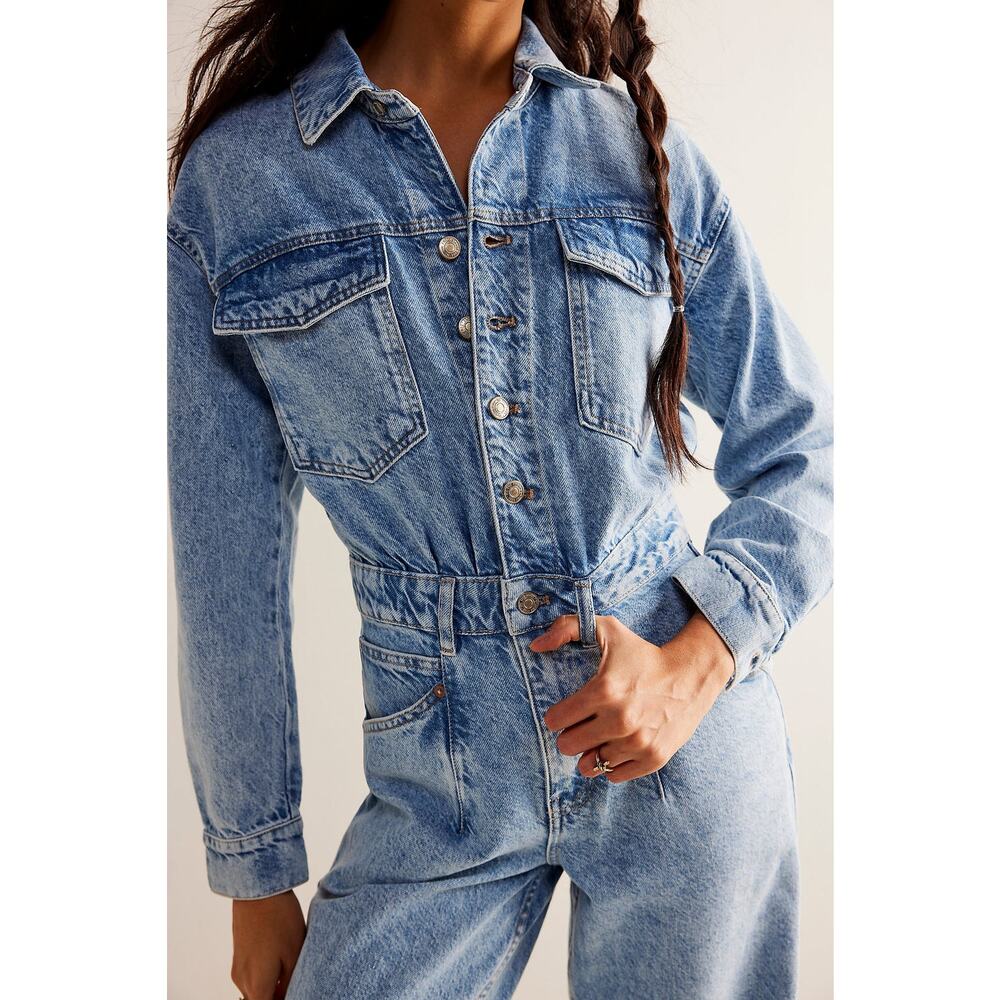 We The Free Touch The Sky Denim Jumpsuit NWT - Picture 3 of 8